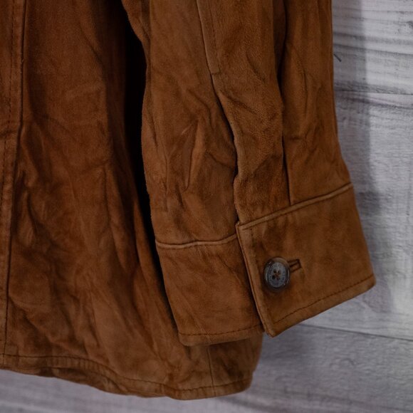 Brooks Brothers Men's Brown Suede Leather Button Up Overshirt - Picture 7 of 7